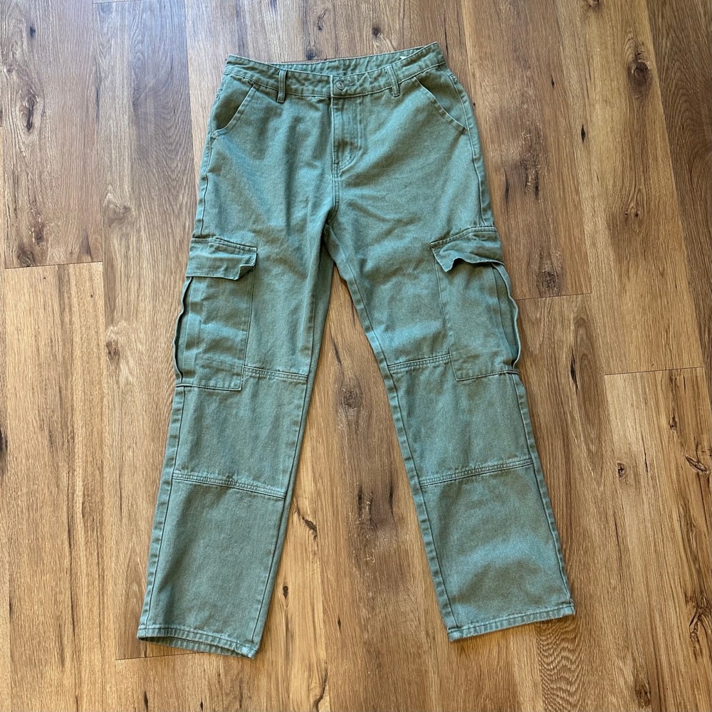 Manfinity Mens Olive Green Cargo Pants Straight Leg Utility‎ Trousers Size M